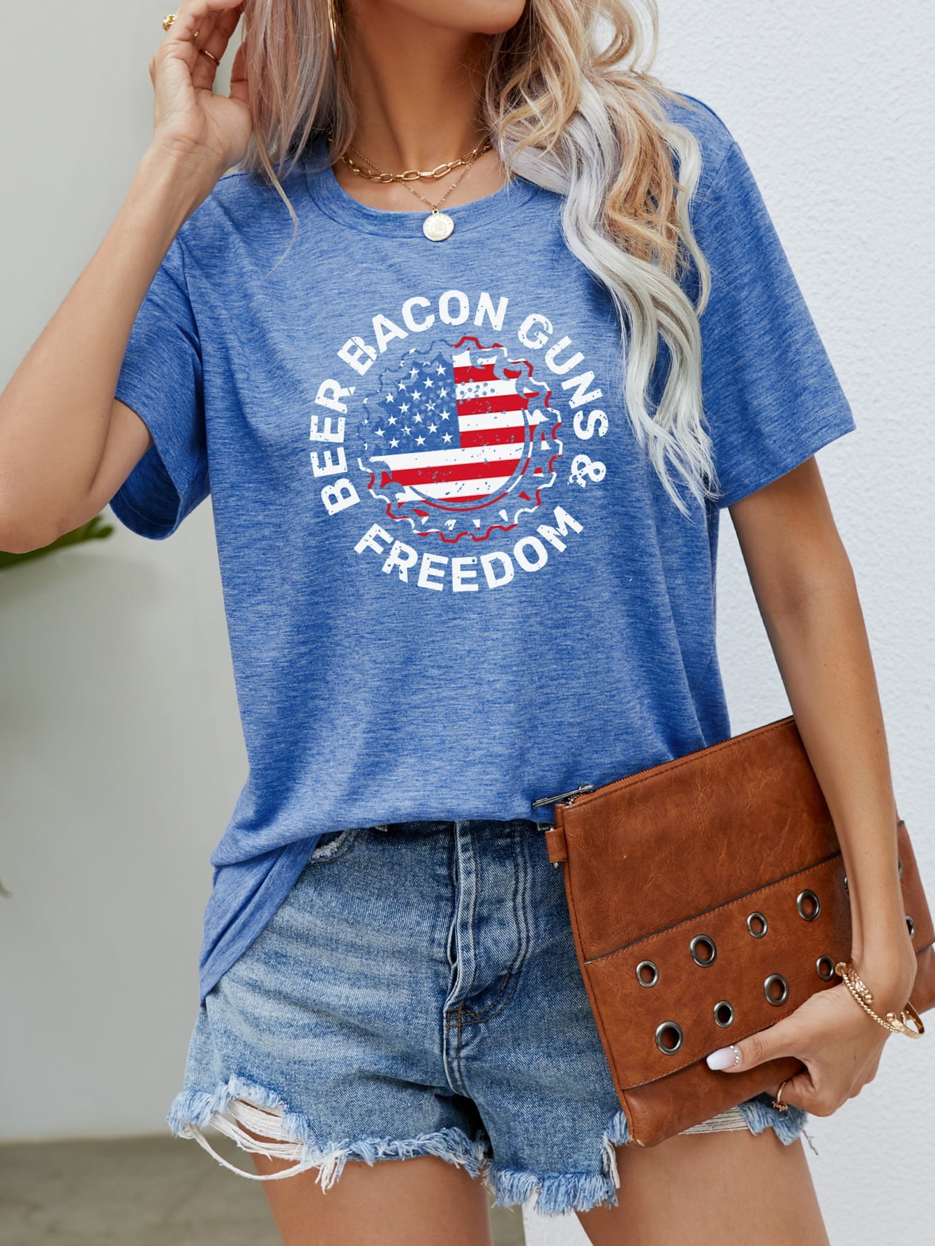 BEER BACON GUNS & FREEDOM US Flag Graphic Tee - Aurelia Clothing