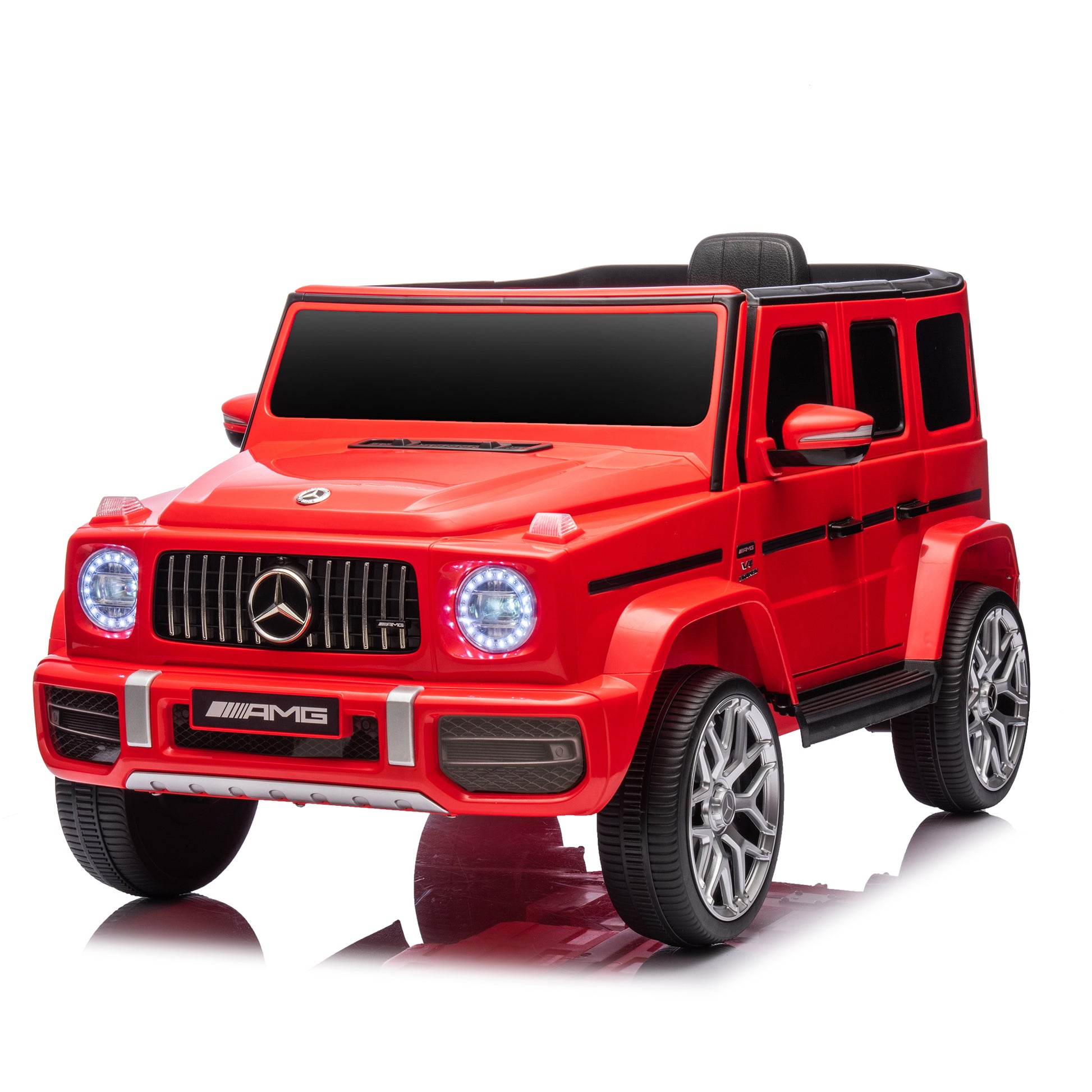 Licensed Mercedes Benz G63 Kids Ride On Car, 12V Electric Vehicle with Remote Control, Double Open Doors, Music, Bluetooth, Wheels Suspension, Battery Powered for Children Boy Girl (Red) - Aurelia Clothing