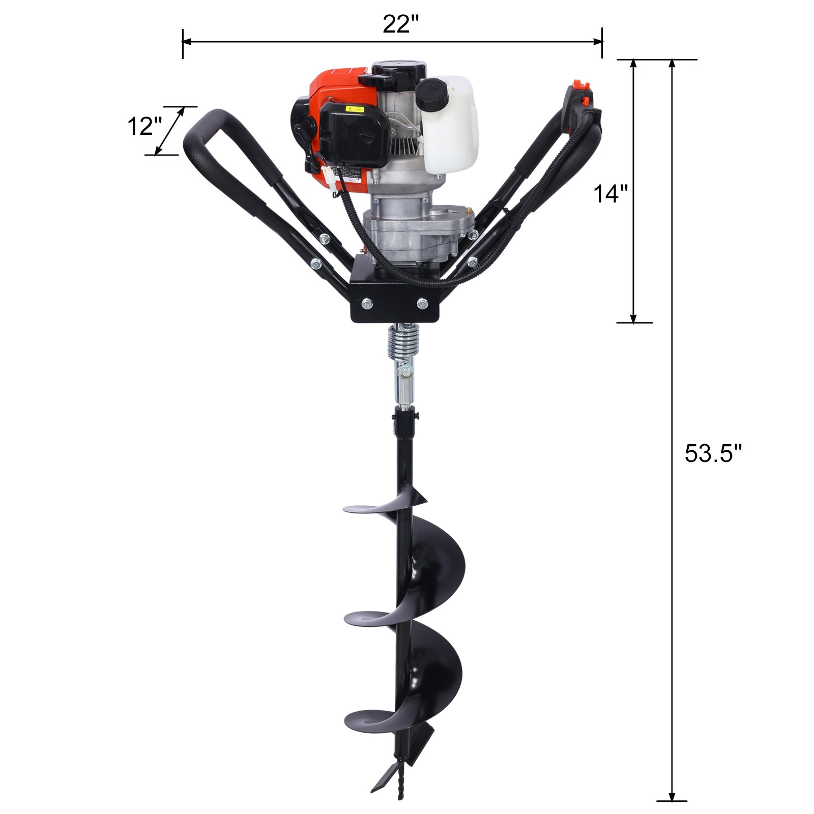 Post Hole Digger, 43cc  Post Hole Digger, Gas Powered Earth Digger with 6&8" and absorber,Earth Auger Drill Bit, 30 inch Long Alloy Steel Auger, for Farmland, Garden and Plant, EPA Certificat - Aurelia Clothing