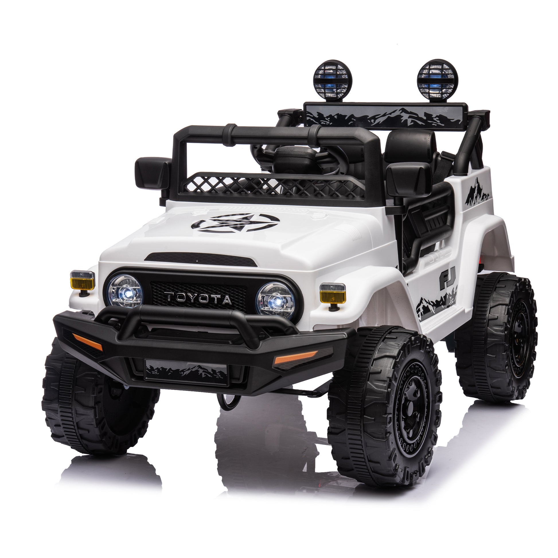 Licensed TOYOTA FJ Cruiser,12V Kids ride on car 2.4G W/Parents Remote Control,electric car for kids,Three speed adjustable,Power display, USB,MP3 ,Bluetooth,LED light,Three-point safety belt  - Aurelia Clothing