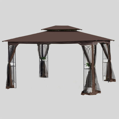 13x10 Outdoor Patio Gazebo Canopy Tent With Ventilated Double Roof And Mosquito net(Detachable Mesh Screen On All Sides),Suitable for Lawn, Garden, Backyard and Deck,Brown Top - Free Shipping - Aurelia Clothing