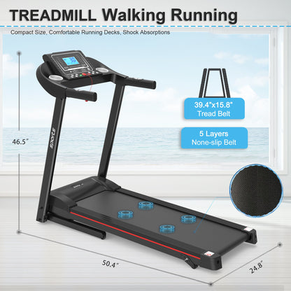 Fitshow App Home Foldable Treadmill with Incline, Folding Treadmill for Home Workout, Electric Walking Running Treadmill Machine 5" LCD Screen 250 LB Capacity Bluetooth Music - Free Shipping - Aurelia Clothing