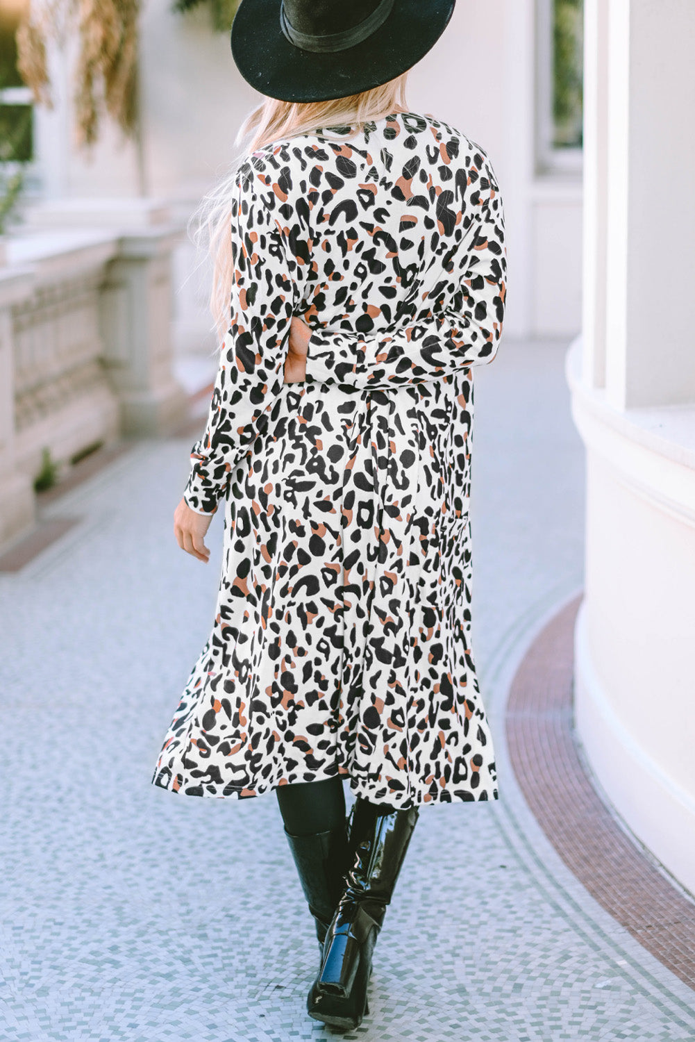 Leopard Open Front Long Sleeve Cover Up - Free Shipping - Aurelia Clothing