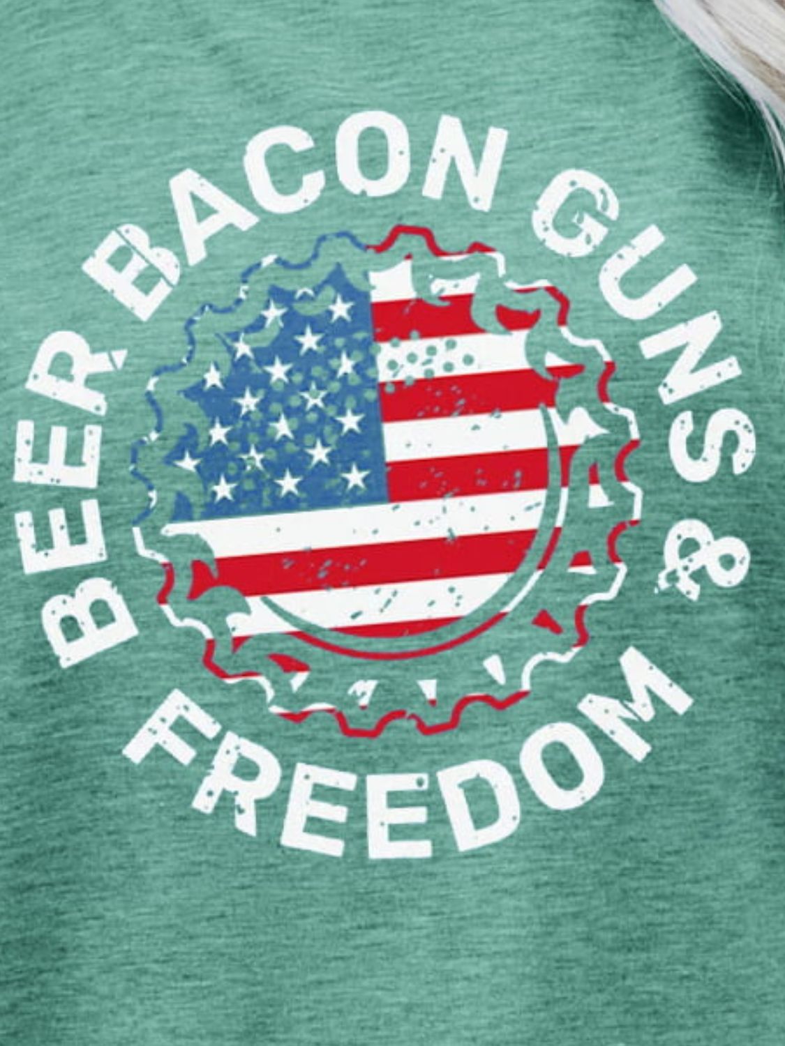 BEER BACON GUNS & FREEDOM US Flag Graphic Tee - Aurelia Clothing