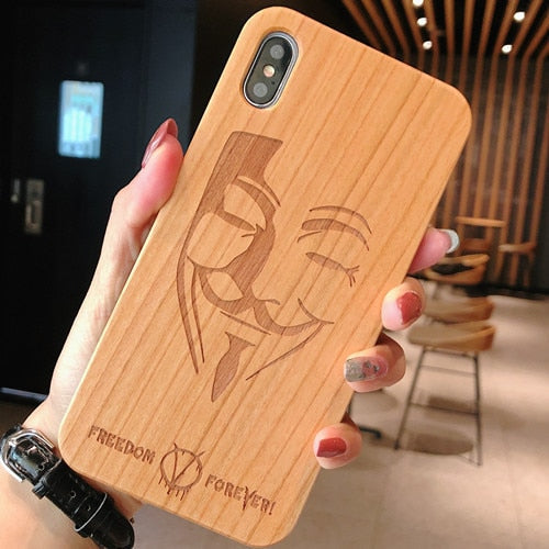 Laser Engraving Real Wood Cell Phone Case for iPhone XS MAX XR 7 8PLUS X Wooden Unique Shock Customized Bamboo Phone Cover Shell -  Free Shipping - Aurelia Clothing