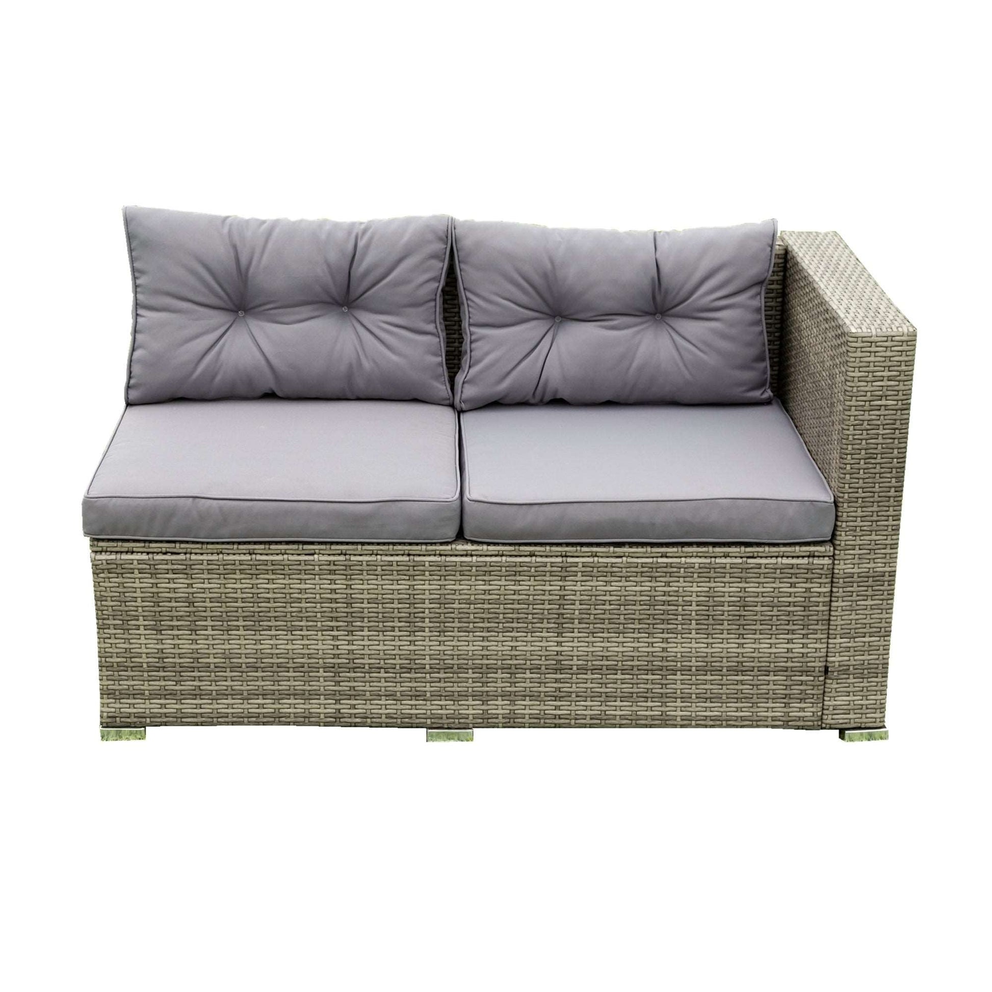 4 Piece Patio Sectional Wicker Rattan Outdoor Furniture Sofa Set with Storage Box Grey - Free Shipping - Aurelia Clothing