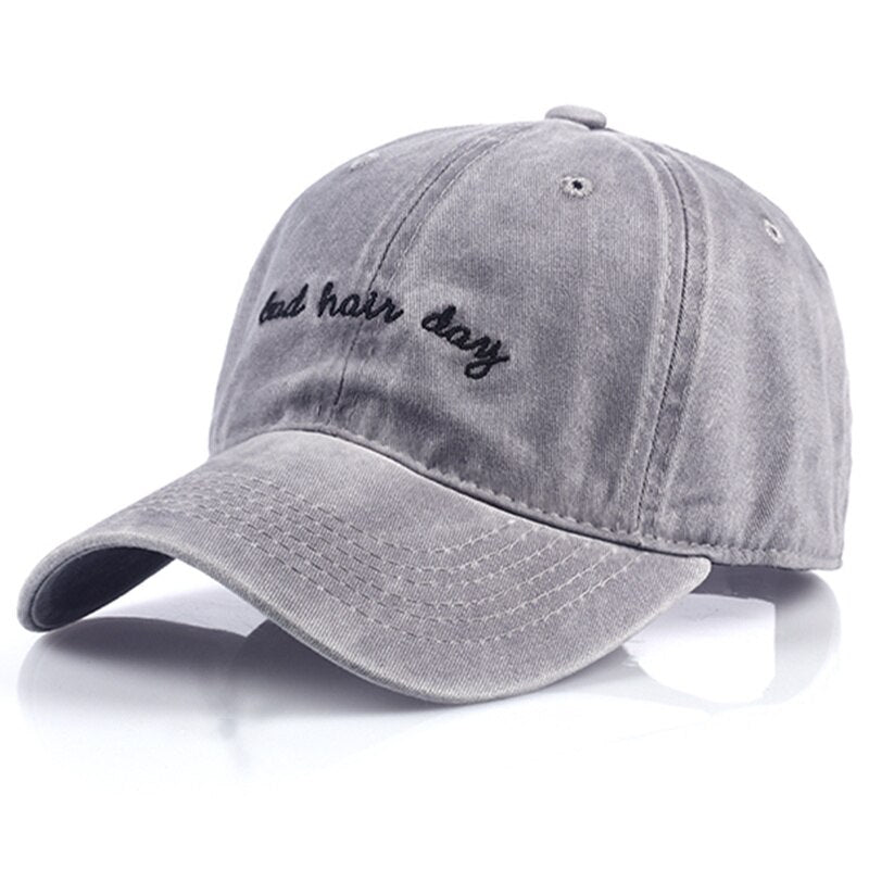 Bad Hair Day Cap Washed Baseball Cap Women Men Hat Cap Casual Snapback Letter Dad Hat Summer Cotton Adjustable Bone Male - Free Shipping - Aurelia Clothing