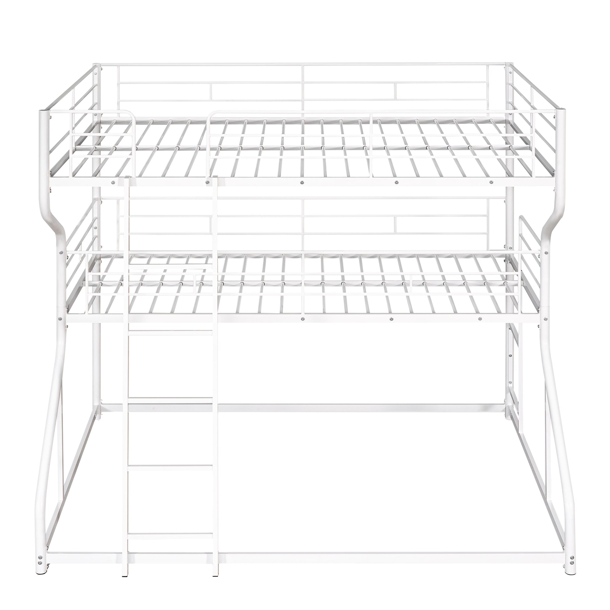 Full XL over Twin XL over Queen Size Triple Bunk Bed with Long and Short Ladder,WhiteTwin over Twin House Bunk Bed with Trundle and Slide, Storage Staircase, Roof and Window Design, Gray(Old  - Aurelia Clothing