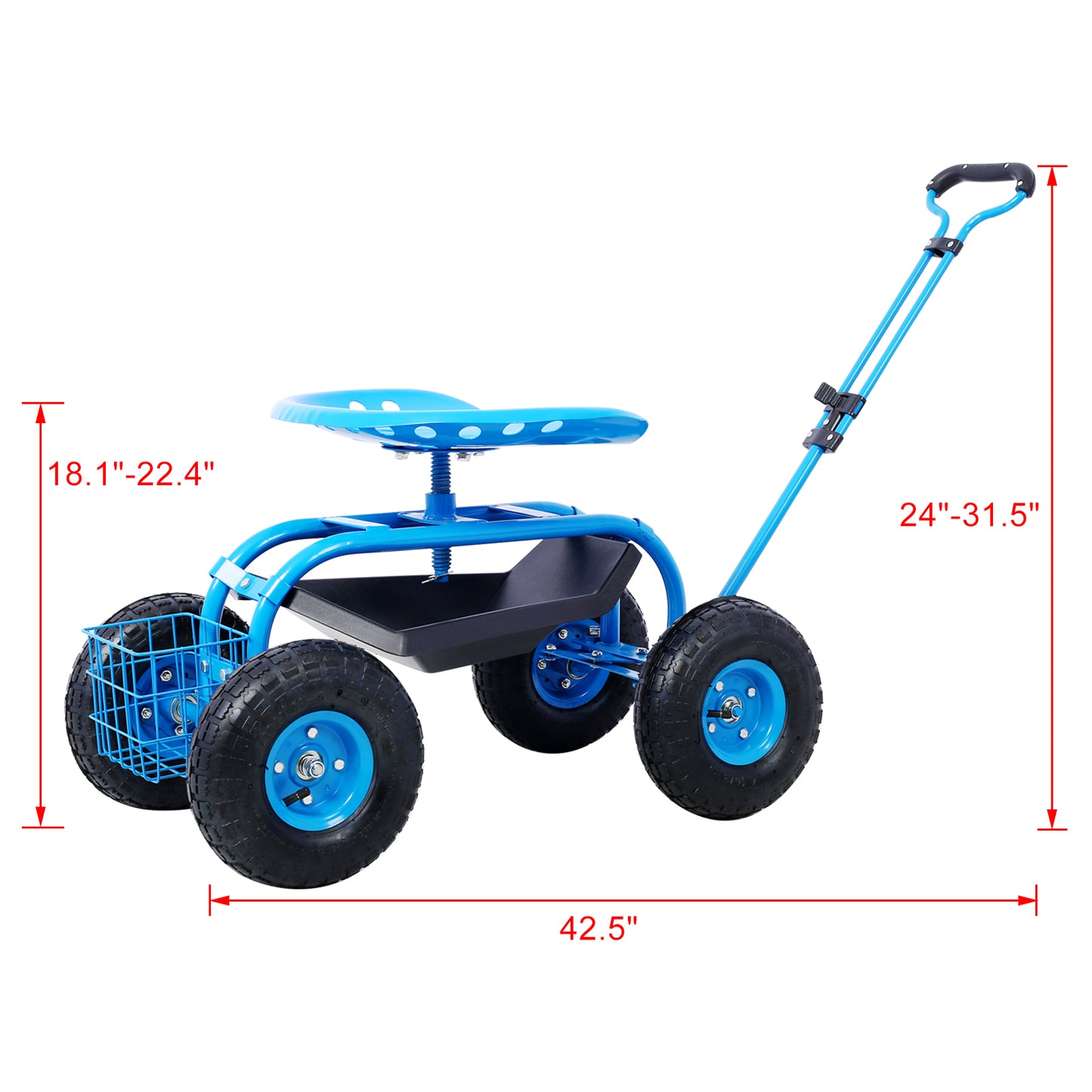 Rolling Garden Scooter Garden Cart Seat with Wheels and Tool Tray, 360 Swivel Seat,Blue - Free Shipping - Aurelia Clothing