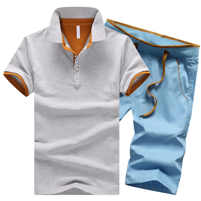 Cotton Mens Sets Summer Button Polo Shirts Sets Turn Down Mens Shorts 4XL Men Clothes 2 Piece Set Elastic Waist Shorts - Free Shipping - Aurelia Clothing