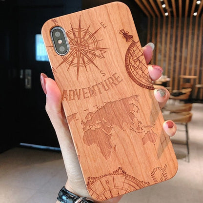 Laser Engraving Real Wood Cell Phone Case for iPhone XS MAX XR 7 8PLUS X Wooden Unique Shock Customized Bamboo Phone Cover Shell -  Free Shipping - Aurelia Clothing