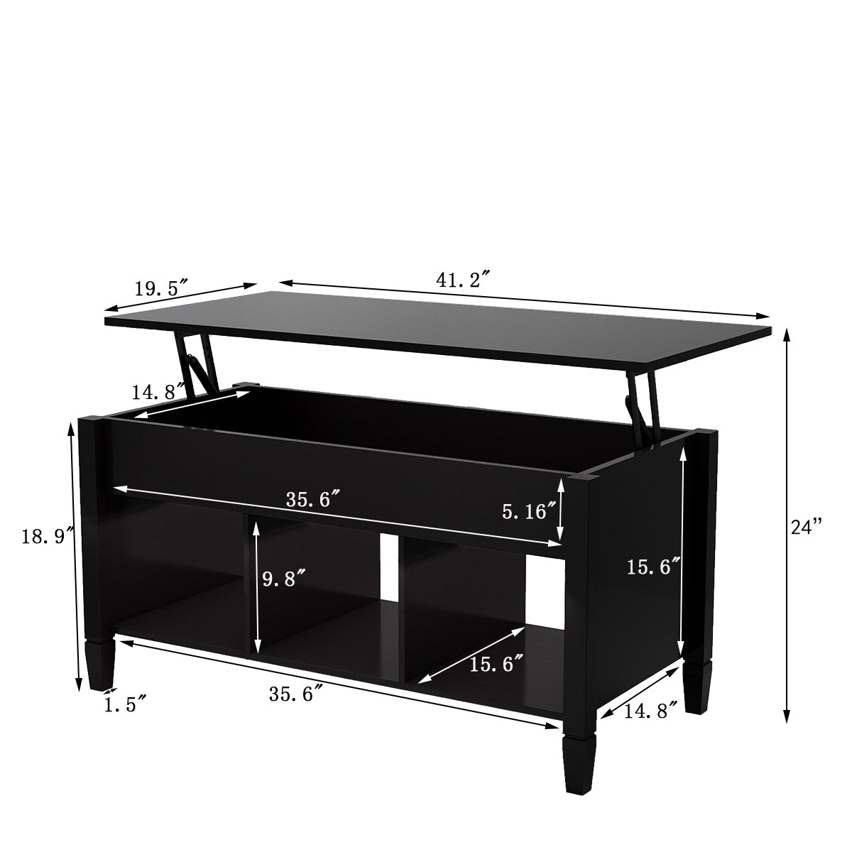 Lift Top Coffee Table-Black - Free Shipping - Aurelia Clothing