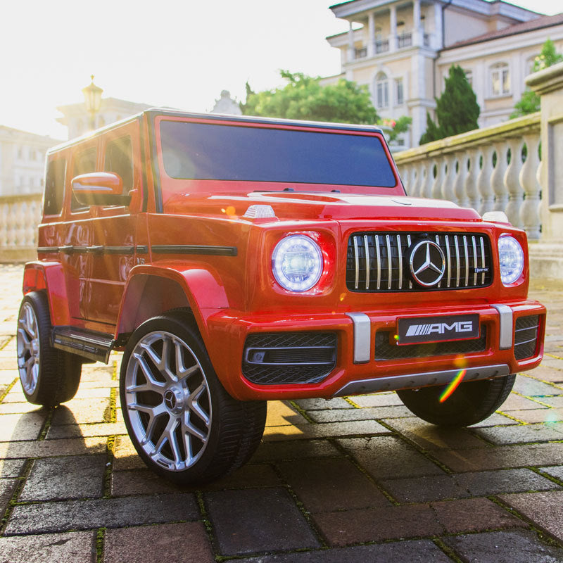 Licensed Mercedes Benz G63 Kids Ride On Car, 12V Electric Vehicle with Remote Control, Double Open Doors, Music, Bluetooth, Wheels Suspension, Battery Powered for Children Boy Girl (Red) - Aurelia Clothing