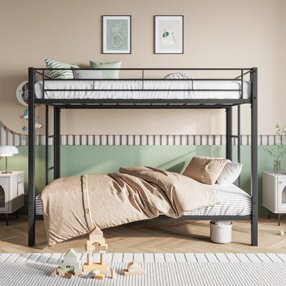 Metal Bunk Bed Twin Over Twin, Heavy Duty Twin Bunk Beds with shelf and Slatted Support No Box Spring Needed Black - Free Shipping - Aurelia Clothing