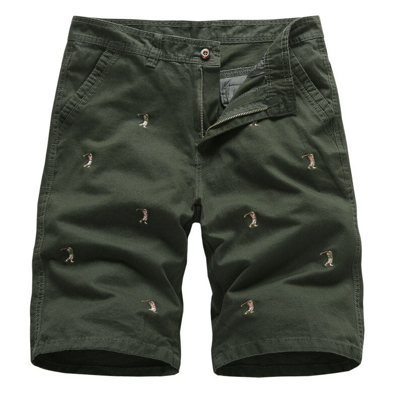 Men's Cargo Shorts Male Embroidery 100% Cotton Shorts Men Casual Cargo Shorts - Free Shipping - Aurelia Clothing