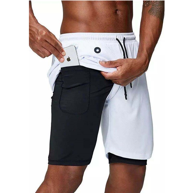 Men's music shorts 2 in 1 running shorts security pockets shorts quick drying sports shorts built-in pockets hip zipper pockets - Free Shipping - Aurelia Clothing