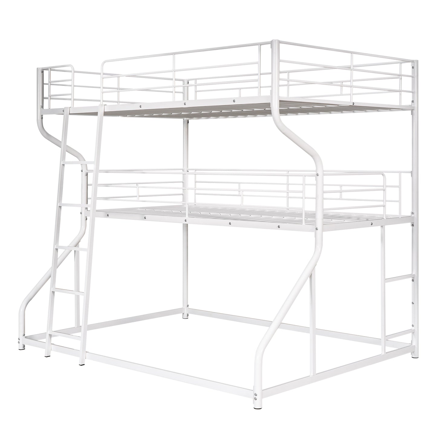 Full XL over Twin XL over Queen Size Triple Bunk Bed with Long and Short Ladder,WhiteTwin over Twin House Bunk Bed with Trundle and Slide, Storage Staircase, Roof and Window Design, Gray(Old  - Aurelia Clothing