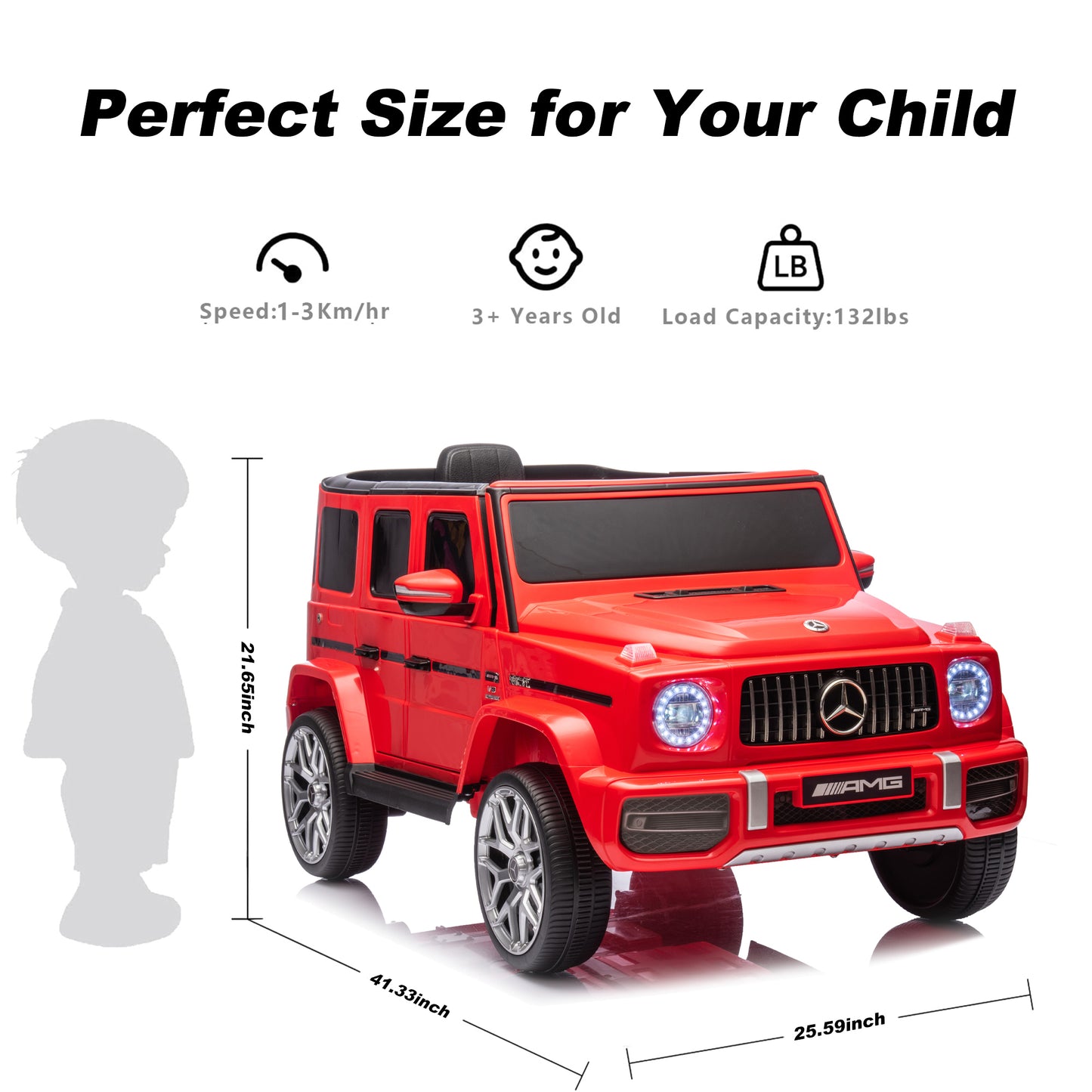 Licensed Mercedes Benz G63 Kids Ride On Car, 12V Electric Vehicle with Remote Control, Double Open Doors, Music, Bluetooth, Wheels Suspension, Battery Powered for Children Boy Girl (Red) - Aurelia Clothing