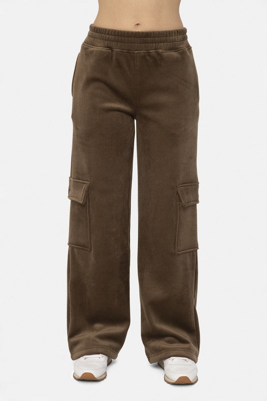 Mono B Elastic Waist Corduroy Cargo Pants - Aurelia Clothing