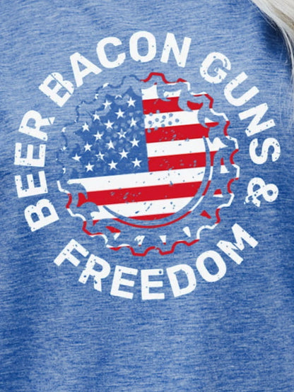 BEER BACON GUNS & FREEDOM US Flag Graphic Tee - Aurelia Clothing