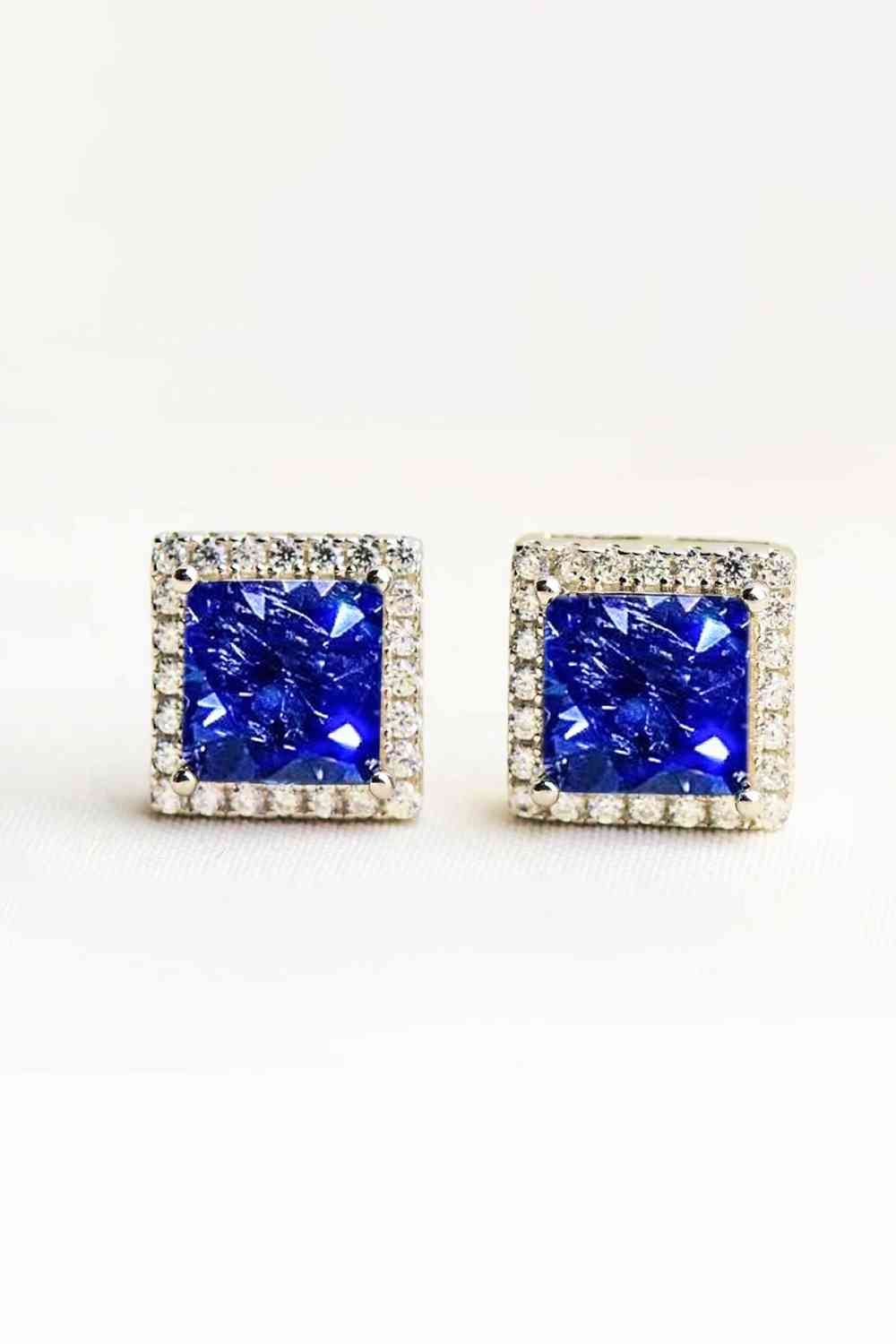 925 Sterling Silver 4 Carat Moissanite Square Earrings - Aurelia Clothing