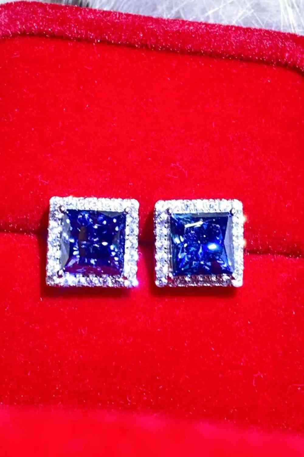 925 Sterling Silver 4 Carat Moissanite Square Earrings - Aurelia Clothing