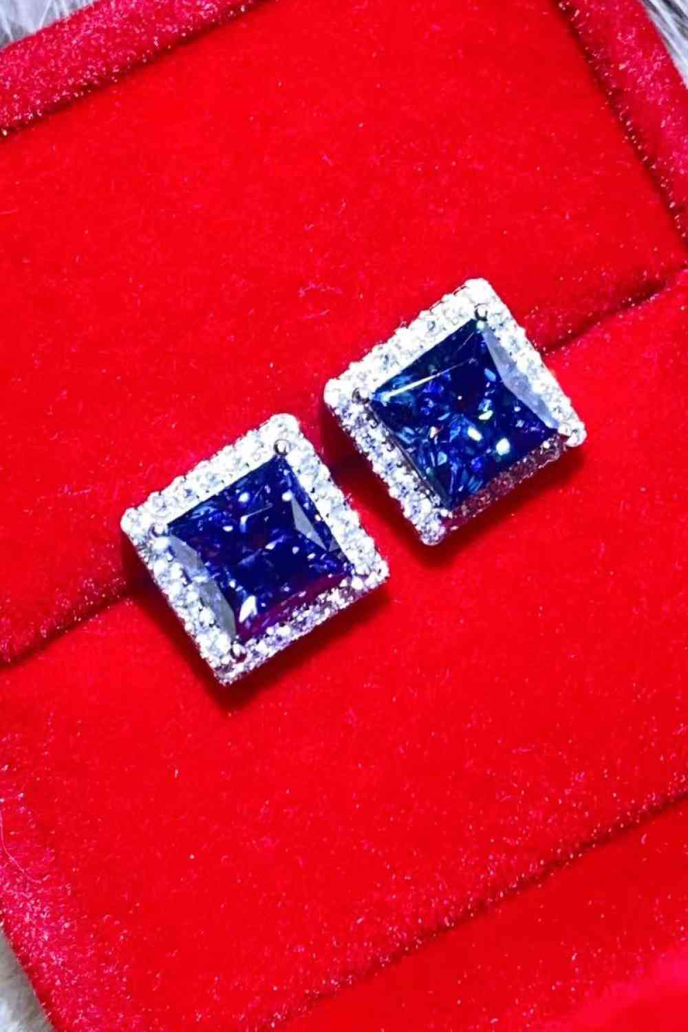 925 Sterling Silver 4 Carat Moissanite Square Earrings - Aurelia Clothing