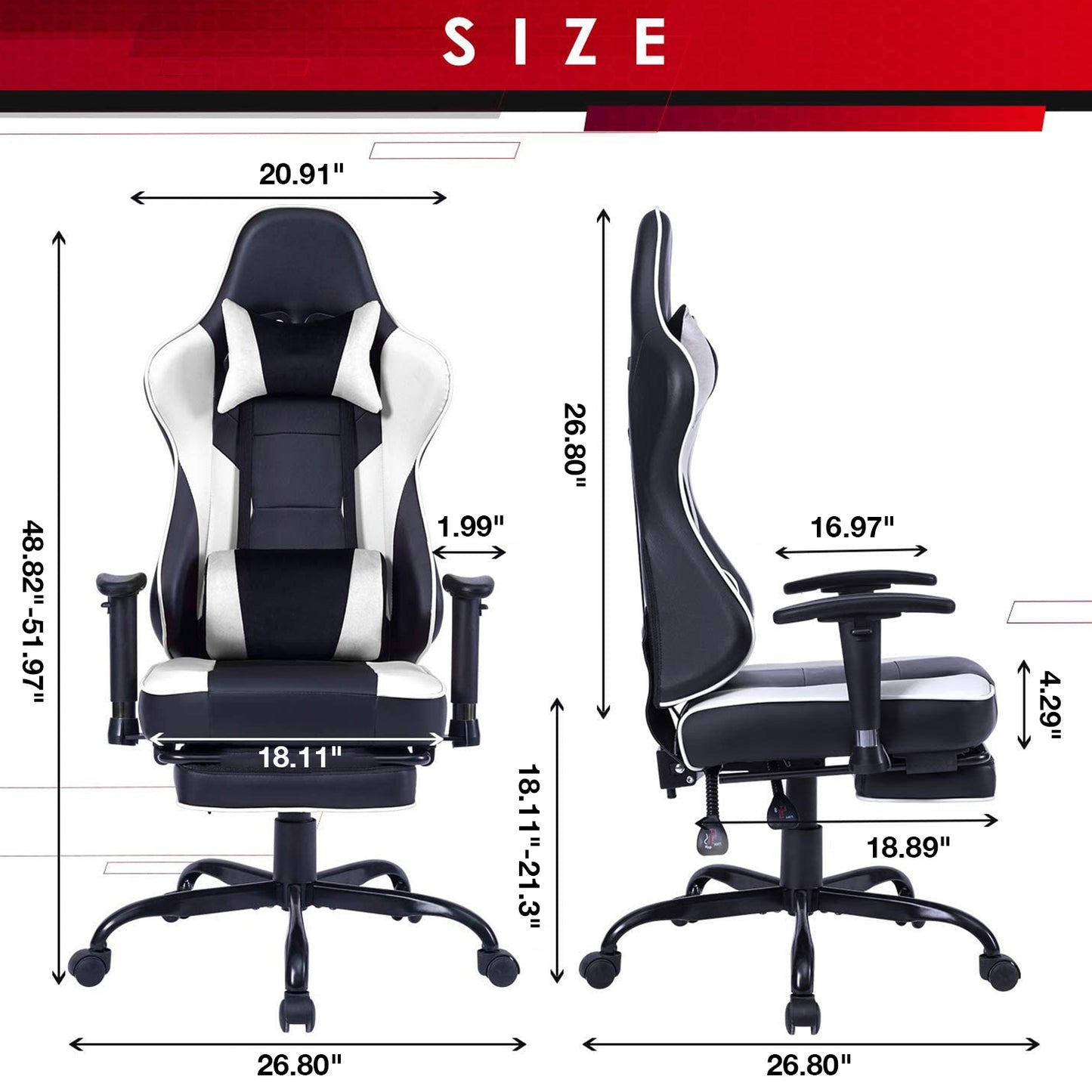 Game chair, ergonomically designed computer chair with headrest and 2D armrests, waist pillow electronic lounge chair with vibration massage function, competitive chair - Free Shipping - Aurelia Clothing