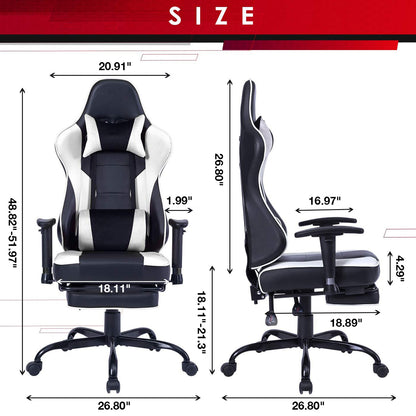 Game chair, ergonomically designed computer chair with headrest and 2D armrests, waist pillow electronic lounge chair with vibration massage function, competitive chair - Free Shipping - Aurelia Clothing