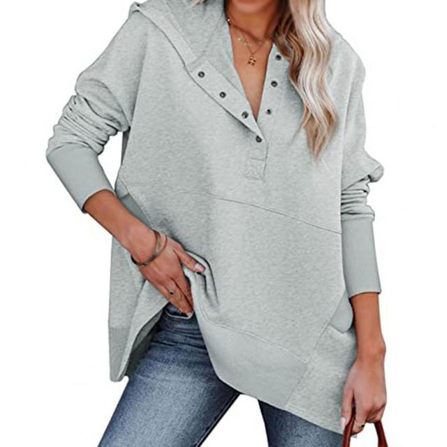 Women Loose Fit Tops Slimming Effect Women Tops Stylish Women's V-neck Hooded Pullover Tops Casual Loose for Autumn/winter - Free Shipping - Aurelia Clothing