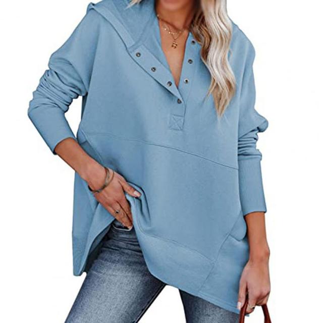 Women Loose Fit Tops Slimming Effect Women Tops Stylish Women's V-neck Hooded Pullover Tops Casual Loose for Autumn/winter - Free Shipping - Aurelia Clothing