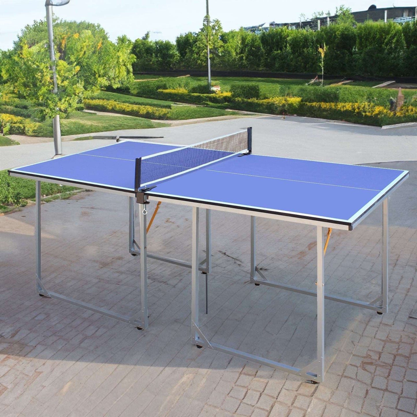 6ft Mid-Size Table Tennis Table Foldable & Portable Ping Pong Table Set for Indoor & Outdoor Games with Net - Free Shipping - Aurelia Clothing