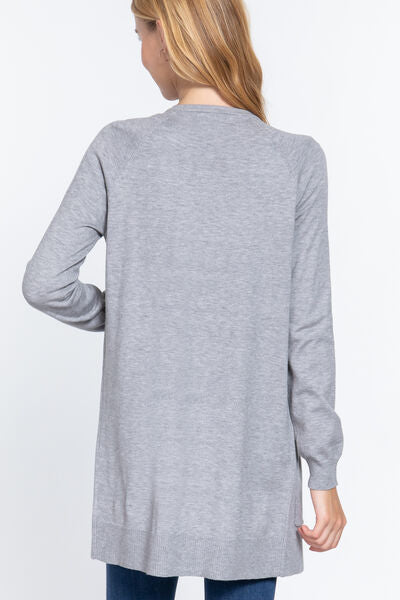 ACTIVE BASIC Open Front Long Sleeve Cardigan - Aurelia Clothing