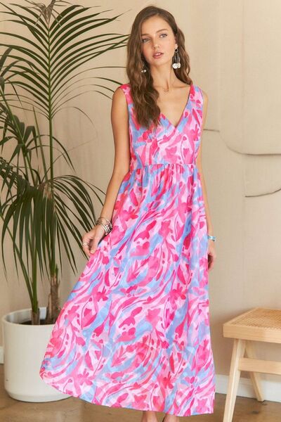 ADORA Abstract Floral V-Neck Maxi Dress - Aurelia Clothing