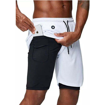 Men's music shorts 2 in 1 running shorts security pockets shorts quick drying sports shorts built-in pockets hip zipper pockets - Free Shipping - Aurelia Clothing