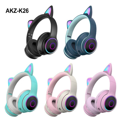 AKZ-K26 Head Mounted Bluetooth Cat Ears Luminous Cute Cool Card Wireless Sports Stereo Headset - Free Shipping - Aurelia Clothing