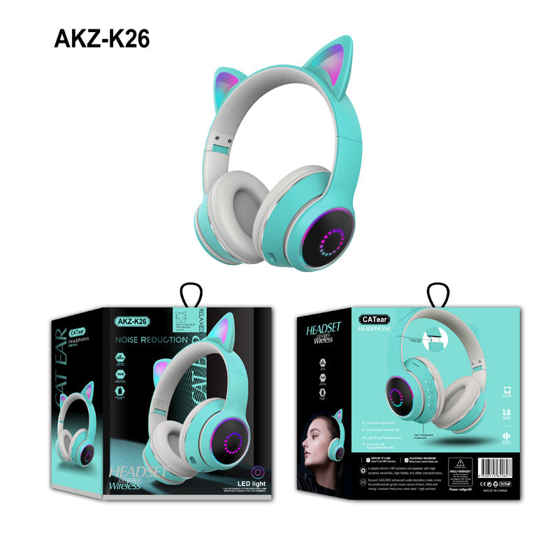 AKZ-K26 Head Mounted Bluetooth Cat Ears Luminous Cute Cool Card Wireless Sports Stereo Headset - Free Shipping - Aurelia Clothing