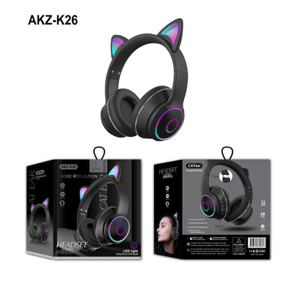 AKZ-K26 Head Mounted Bluetooth Cat Ears Luminous Cute Cool Card Wireless Sports Stereo Headset - Free Shipping - Aurelia Clothing