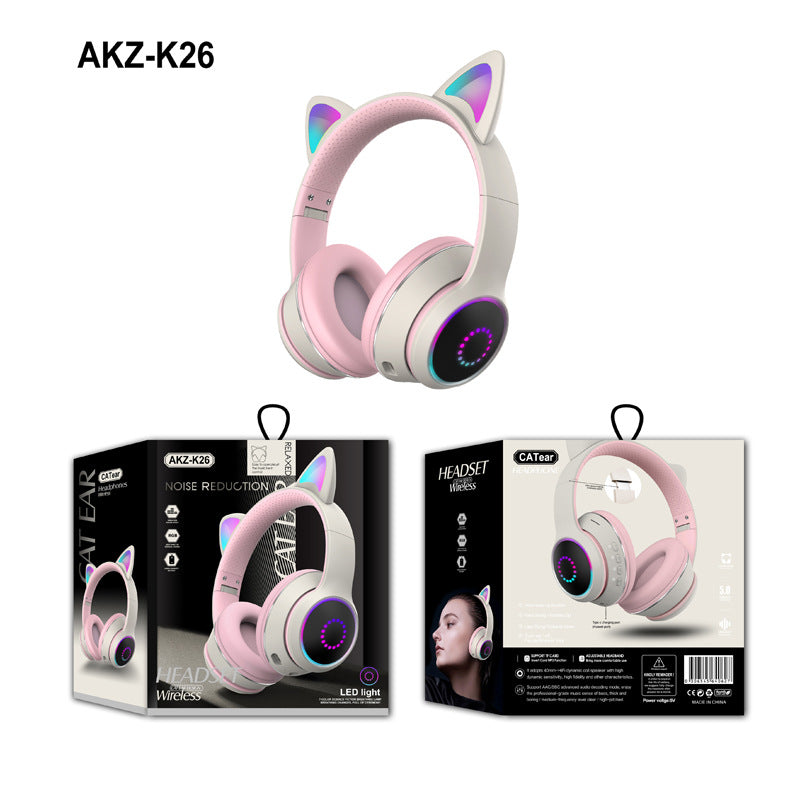 AKZ-K26 Head Mounted Bluetooth Cat Ears Luminous Cute Cool Card Wireless Sports Stereo Headset - Free Shipping - Aurelia Clothing