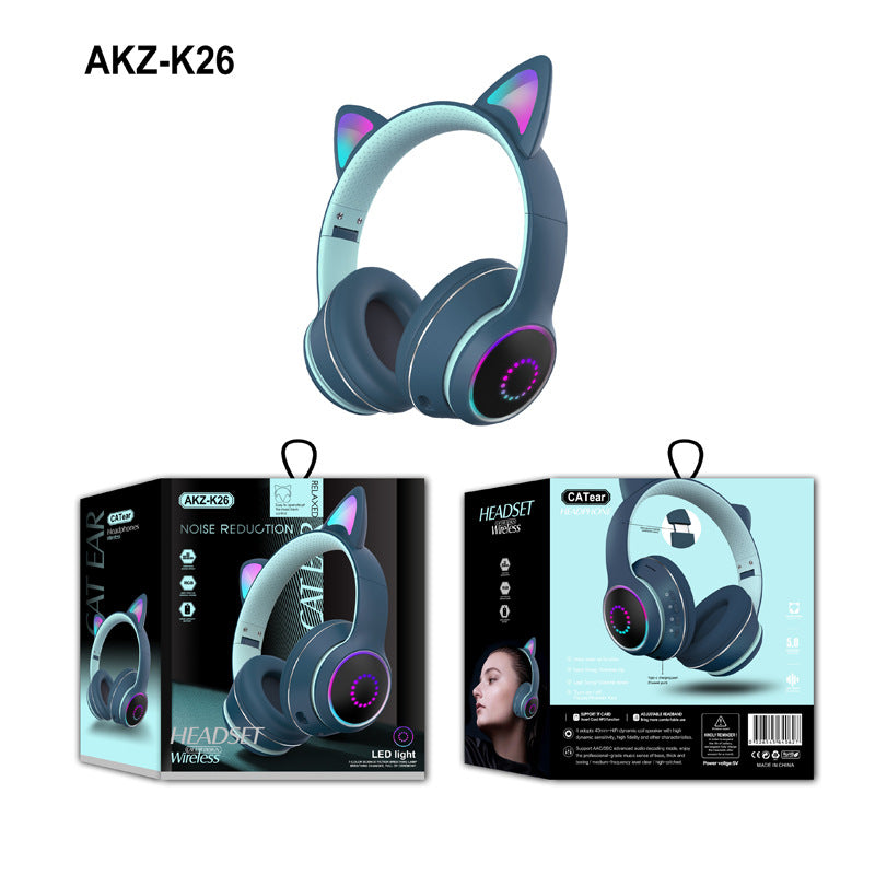 AKZ-K26 Head Mounted Bluetooth Cat Ears Luminous Cute Cool Card Wireless Sports Stereo Headset - Free Shipping - Aurelia Clothing