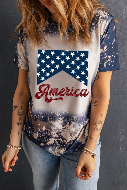 AMERICA Round Neck Short Sleeve T-Shirt - Aurelia Clothing