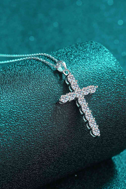 Adored 925 Sterling Silver Cross Moissanite Necklace - Aurelia Clothing