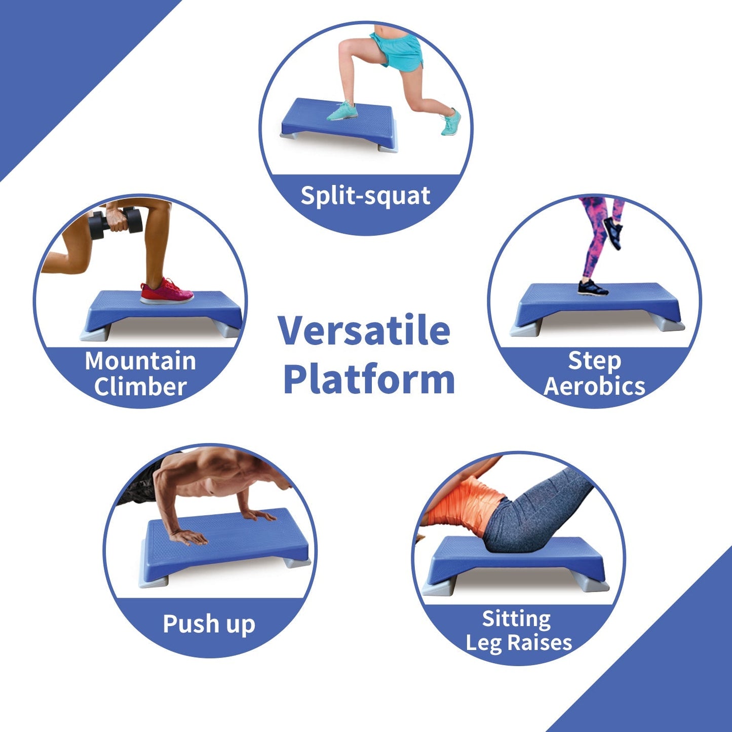 Aerobics Step Platform Height-Adjustable Fitness Equipment Stepper Trainer Exercise Step Platform Sliding Lifting Pad Blue -  Free Shipping - Aurelia Clothing