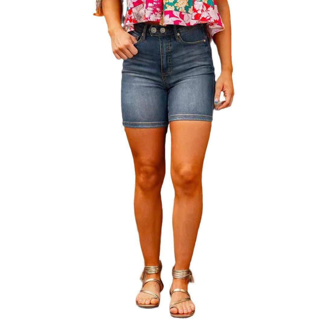 American retro slim fit denim shorts for women - Free Shipping - Aurelia Clothing