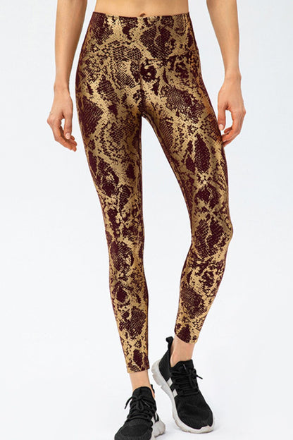 Animal Print Slim Fit Wide Waistband Long Sports Pants - Aurelia Clothing