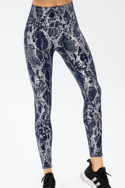 Animal Print Slim Fit Wide Waistband Long Sports Pants - Aurelia Clothing