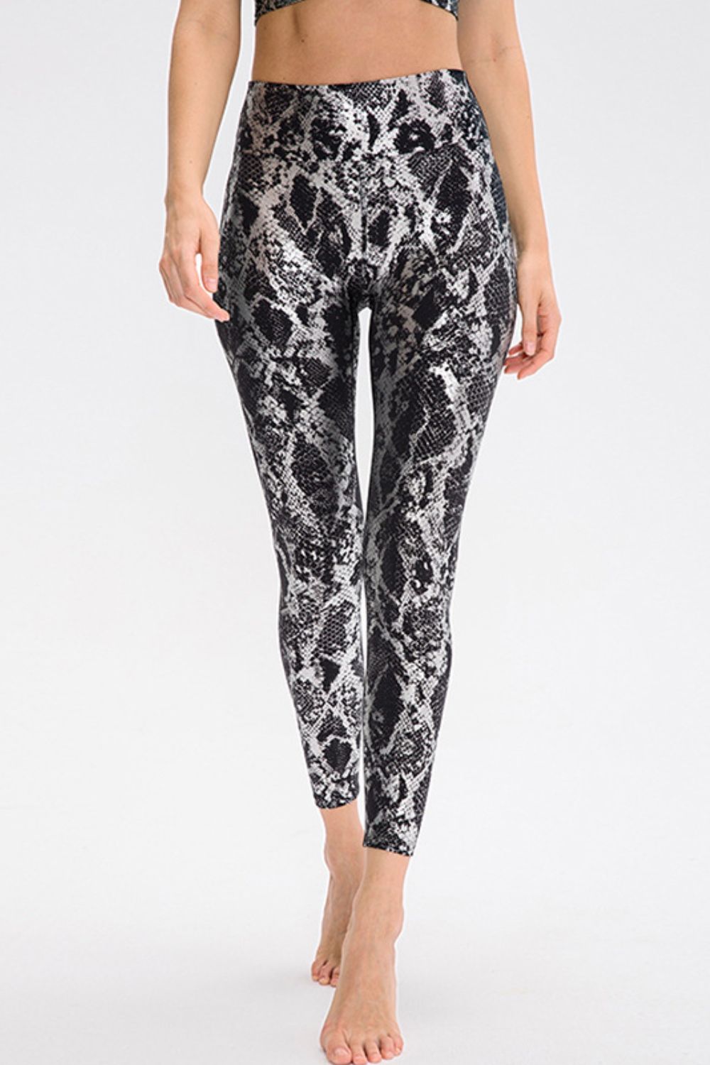 Animal Print Slim Fit Wide Waistband Long Sports Pants - Aurelia Clothing