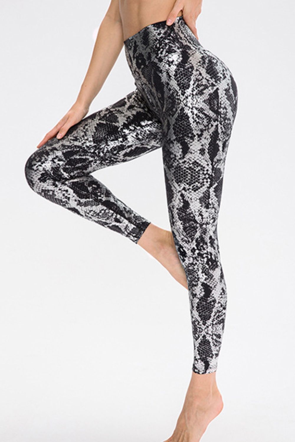 Animal Print Slim Fit Wide Waistband Long Sports Pants - Aurelia Clothing