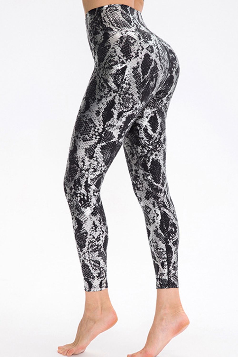 Animal Print Slim Fit Wide Waistband Long Sports Pants - Aurelia Clothing