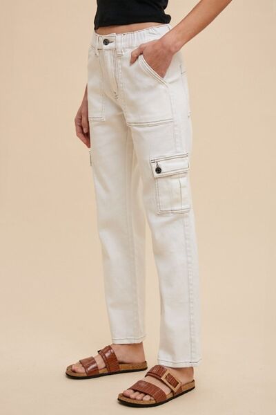 Annie Wear Straight Leg Jeans with Cargo Pockets - Aurelia Clothing